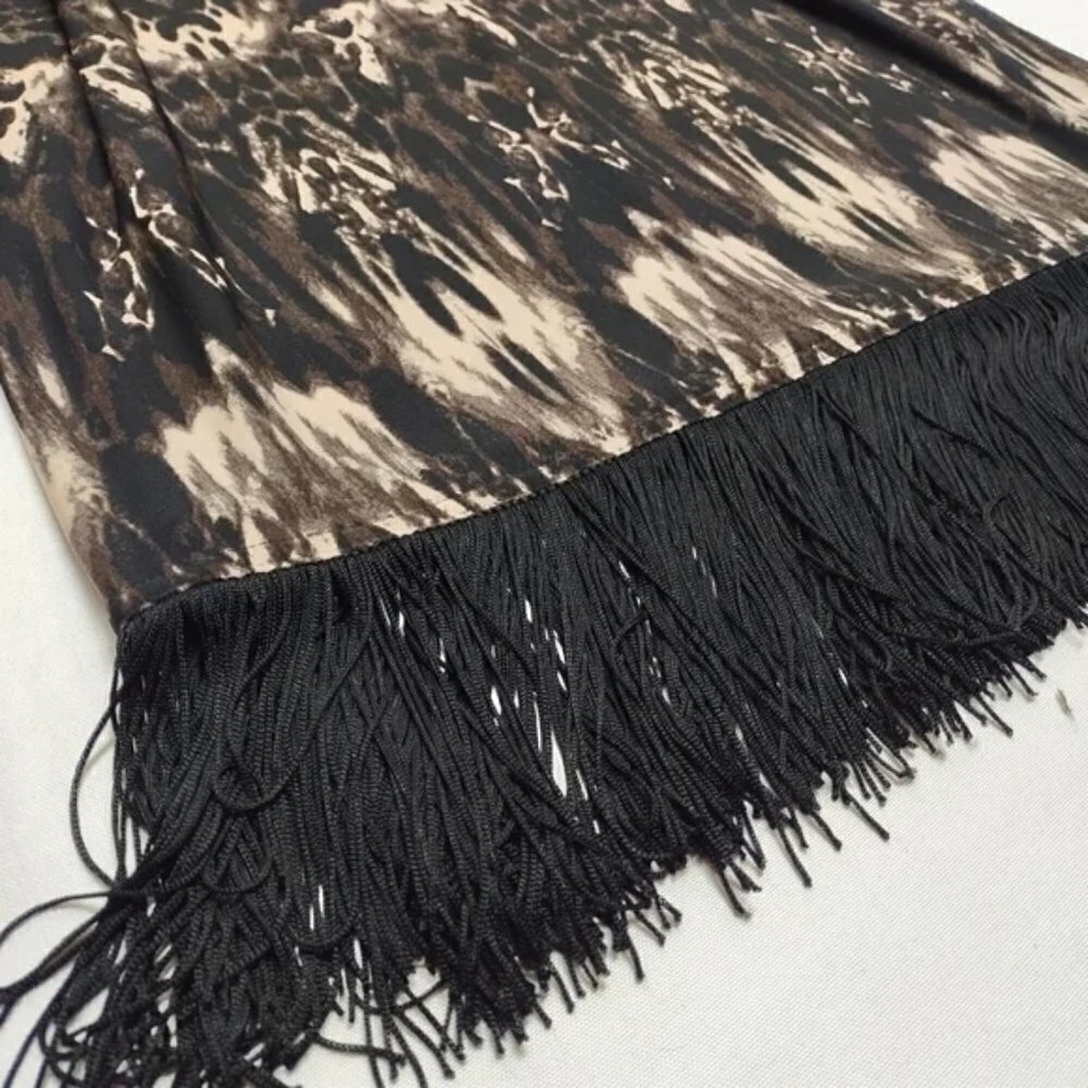 R&M Richards Black Brown White Fringe Dress Size 10 NWT - Picture 8 of 12